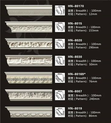Chinese Carved Lightweight Beautiful Flowers PU Moulds Polyurethane Foam Crown Molding