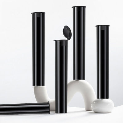 Custom Biodegradable 116mm Black Squeeze Pop Top Pre Roll Child Resistant Tubes